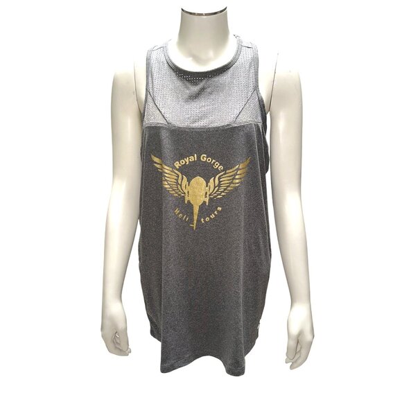 Avia Womens Racerback Tank Top Medium Gray Royal Gorge Heli Tours Activewear Sty - Picture 1 of 7